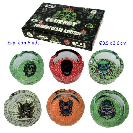 Expositor  con  6  ceniceros  de  cristal  Ø8,5  cm