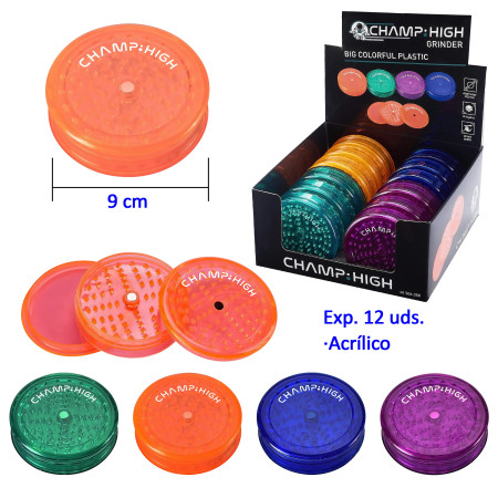 Ø  9  cm.  Expositor  con  12  Grinders  CHAMP  colorfull
