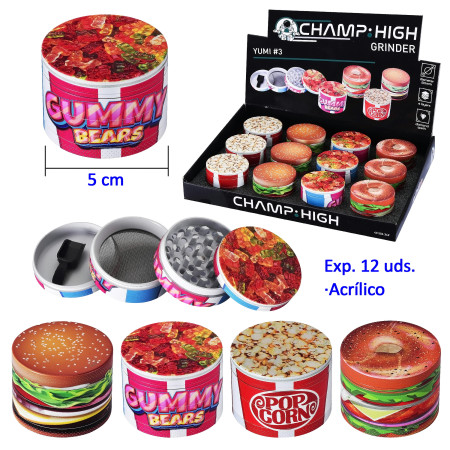 Ø  5  cm.  Expositor  con  12  Grinders  CHAMP  yumi  3