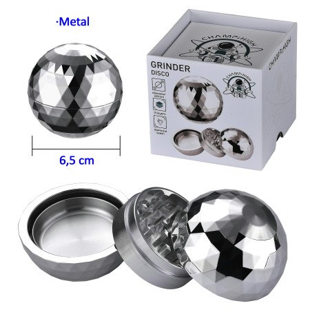 Ø6,5  cm.  Grinder  de  aluminio  Champ  silver  disco