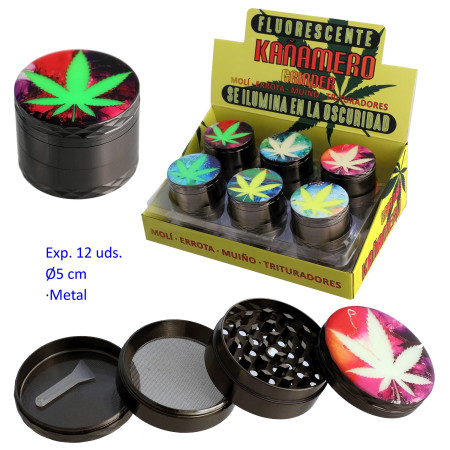 Ø  5  cm.  Expositor  con  12  trituradores  (grinders)  Kañamero  4  partes