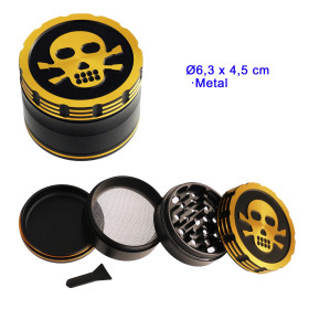 Ø  6,3  cm.  Grinder  negro/oro  4  partes  Skull