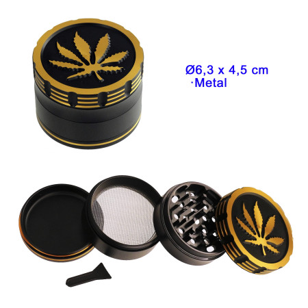 Ø  6,3  cm.  Grinder  negro/oro  4  partes  Hoja