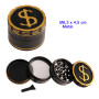 Ø  6,3  cm.  Grinder  negro/oro  4  partes  Dólar
