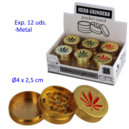 Ø4  cm.  Expositor  con  12  grinders  de  metal