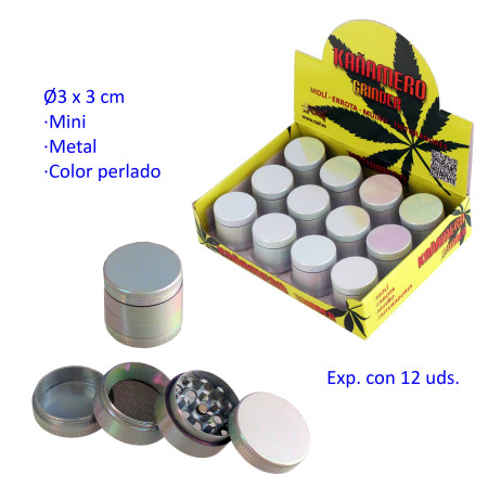 Ø  3  cm.  Expositor  con  12  trituradores  (grinders)  Kañamero  4  partes