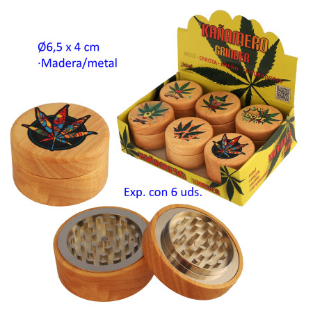 Ø  6,5  cm.  Expositor  con  6  trituradores  (grinders)  Kañamero  2  partes