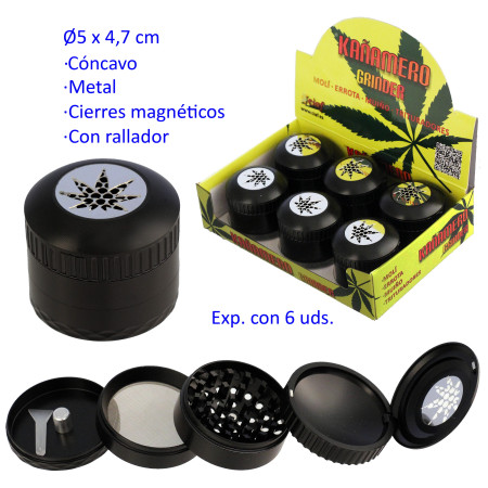 Ø  5  cm.  Expositor  con  6  trituradores  (grinders)  Kañamero  4  partes