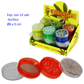 Ø  6  cm.  Expositor  con  12  grinders  Kañamero  acrílicos  4  partes
