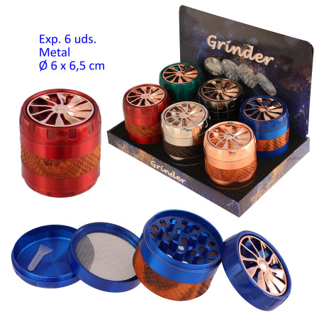 Ø6  cm.  Expositor  con  6  grinders  de  metal