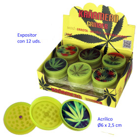 Ø  6  cm.  Expositor  con  12  trituradores  (grinders)  Kañamero  3  partes