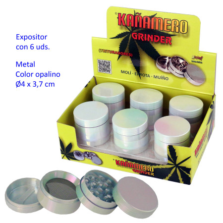 Ø  4  cm.  Expositor  con  6  trituradores  (grinders)  Kañamero  4  partes