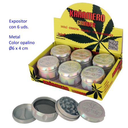 Ø  6  cm.  Expositor  con  6  trituradores  (grinders)  Kañamero  4  partes