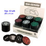 Ø5  x  4  cm.  Exp.  12  grinders  con  4  partes  skull  blanca,  verde  y  roja