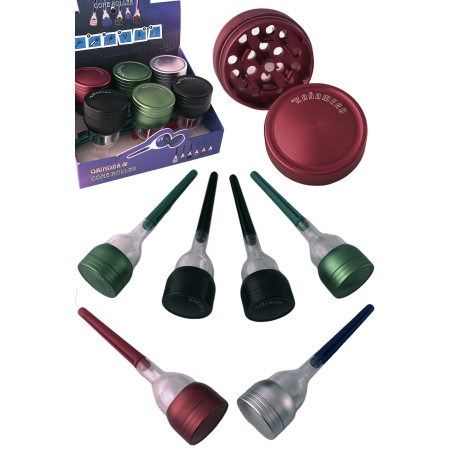 Ø4  cm.  Expositor  con  6  Grinders  aluminio  +  rellena  conos  colores  surtidos