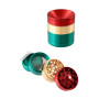 Ø4  cm.  Grinder  (triturador)  metálico  tricolor  con  tapa  cóncava  y  4  partes