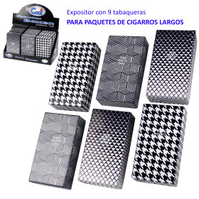 Expositor  con  9  tabaqueras  acrílicas  COOL  blanco/negro  diseños  surtidos